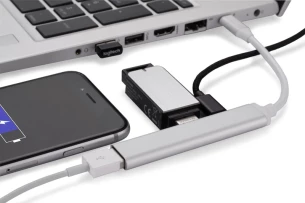 USB HUB sadalītājs - ROSKO - Sudraba krāsā